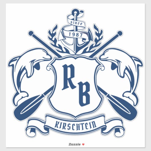 Küstenemblem-Delphine Anker-Ohr-Schild Aufkleber (Blatt)