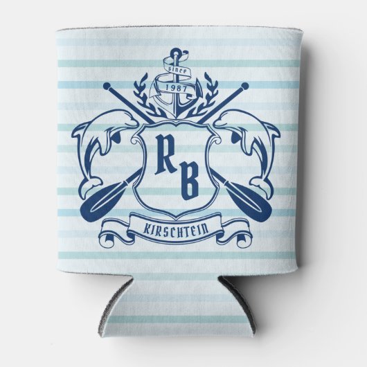 Küstenemblem-Delphine Anker-Ohr-Schild Dosenkühler (Vorderseite)