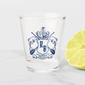 Küstenemblem-Delphine Anker-Ohr-Schild Schnapsglas (Vorderseite)