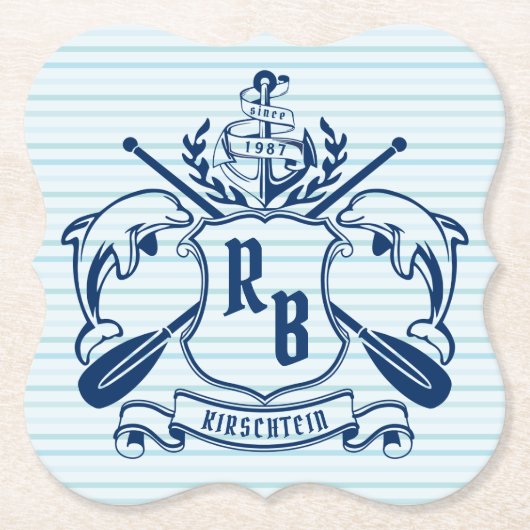 Küstenemblem-Delphine Anker-Ohr-Schild Untersetzer (Vorderseite)