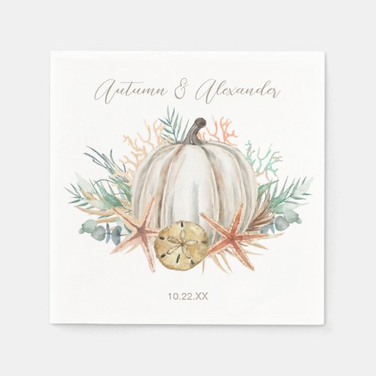 Küstenfall Pumpkin Beach Seashells Serviette (Vorderseite)