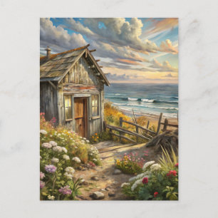 Küstenferienhaus Blumen am Meer Postkarte