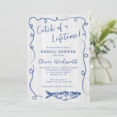 Küstenfisch Rustikales whimsisches Brautparty Einladung (Stehend Vorderseite)