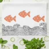 Küstenfische & Wellen Geschirrtuch (Gefaltet)