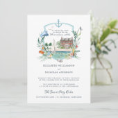 Küstenfischerei | Hochzeitsstift Wappen Einladung (Stehend Vorderseite)