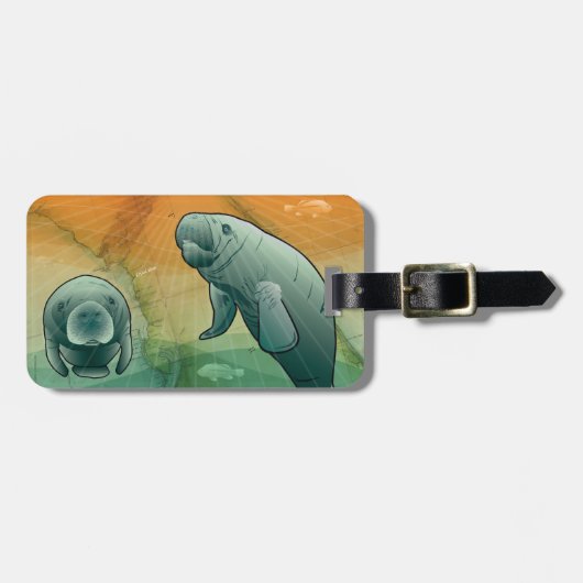 Küstenflorida-Manatis Gepäckanhänger (Vorderseite horizontal)