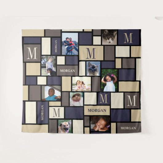 KüstenFoto Farbblockruhiges des Chic-Monogramm-10 Wandteppich (Vorderseite (Horizontal))