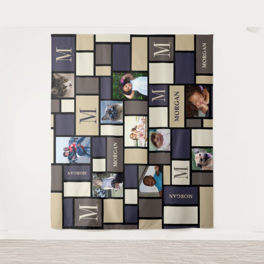 KüstenFoto Farbblockruhiges des Chic-Monogramm-10 Wandteppich (Vorderseite)