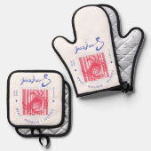 Küstengarnelen-Stoff-Settler Ofenhandschuh & Topflappen-Set (Vorderseite/Rückseite)