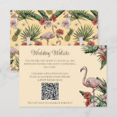 Küstengelb Flamingo Hochzeit QR Karte (Vorne/Hinten)