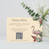 Küstengelb Flamingo Hochzeit QR Karte (Stehend Vorderseite)