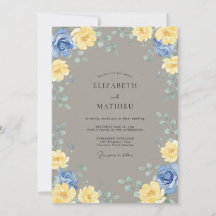 Küstengelbe Azure-Eukalyptus-Hochzeit Einladung