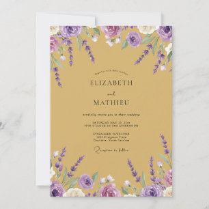 Küstengelbe Veilchen-Wisterien-Hochzeit Einladung