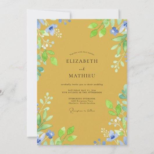 Küstengelbe Wildblumenhochzeit Einladung (Vorderseite)
