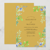 Küstengelbe Wildblumenhochzeit Einladung (Vorne/Hinten)