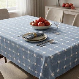 Küstengerechte, gepflegte, staubblaue Gingham-Karo Tischdecke