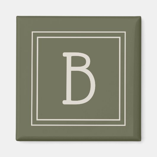 Küstengeschenk mit monogrammiertem Moosgrün und We Magnet (Vorne)