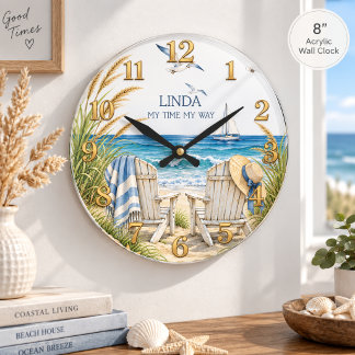 Küstengeschenk zum Ruhestand - Meine Zeit, mein We Runde Wanduhr