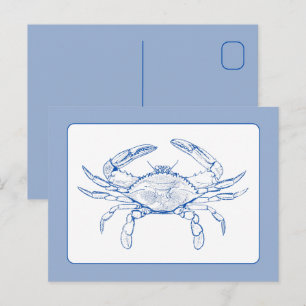 Küstengestaltete Blaue und Weiße Krabbe Postkarte