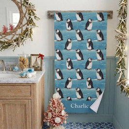 Küstengestaltung Arktis Tier Pinguin  Badehandtuch