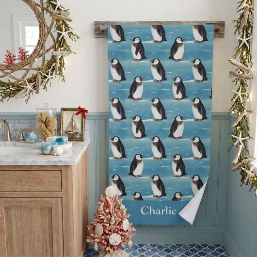 Küstengestaltung Arktis Tier Pinguin Badehandtuch