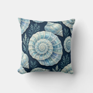 Küstengestaltung mit Blau und Weiß Opal-Muscheln Kissen