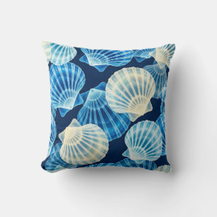Küstengestaltung mit blauen und weißen Muscheln Kissen