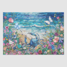 Küstengesteckte Blaue Krabbe & Schmetterlinge Deco