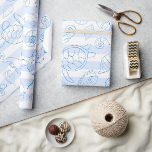 Küstengestreift in Blau Junge Meer Wir sehen uns b Geschenkpapier
