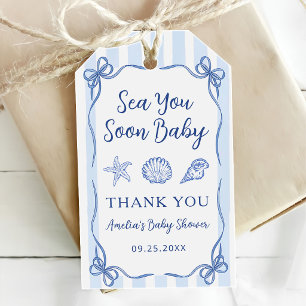 Küstengestreifte Baby Shower Meer Sieht Euch Bald Geschenkanhänger