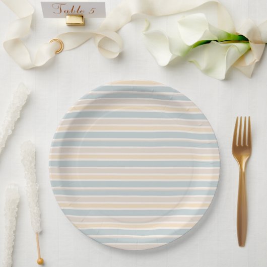 Küstengestreifte Hamptons Pappteller (Hochzeit)