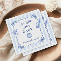 Küstengestreifte Jungen-Küstenblau-Baby-Party "Wir