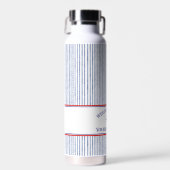 Küstengestreiftes Monogramm-Bootnamensdesign Trinkflasche (Vorne)