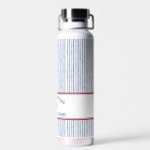 Küstengestreiftes Monogramm-Bootnamensdesign Trinkflasche (Rückseite)