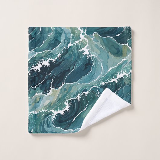 Küstengewässer Abstrakt Badhandtuch Set (Waschlappen)