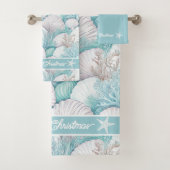 Küstengewässer- und Korallenmuster#3 ID1009 Badhandtuch Set (Insitu)