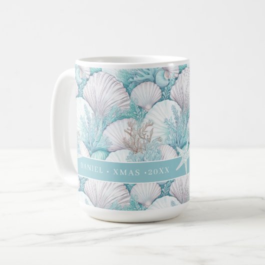 Küstengewässer- und Korallenmuster#3 ID1009 Kaffeetasse (Vorderseite Links)