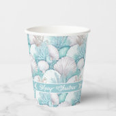 Küstengewässer- und Korallenmuster#3 ID1009 Pappbecher (Vorderseite)