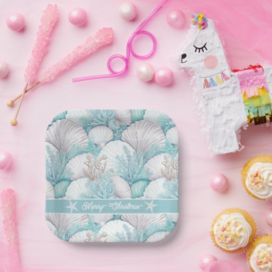 Küstengewässer- und Korallenmuster#3 ID1009 Pappteller (Party)