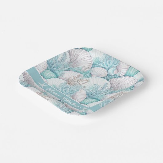 Küstengewässer- und Korallenmuster#3 ID1009 Pappteller (Gewinkelt)