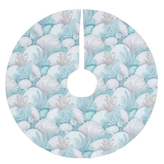 Küstengewässer- und Korallenmuster#3 ID1009 Polyester Weihnachtsbaumdecke (Vorderseite)