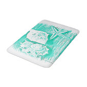 Küstengewässerfarbe aquamarine Muschelstäbchen Badematte (Schrägansicht)