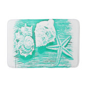 Küstengewässerfarbe aquamarine Muschelstäbchen Badematte (Vorderseite)