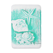 Küstengewässerfarbe aquamarine Muschelstäbchen Badematte (Vorderseite Vertikal)