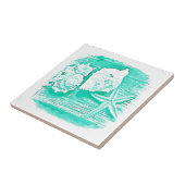 Küstengewässerfarbe aquamarine Muschelstäbchen Fliese (Seite)