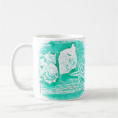 Küstengewässerfarbe aquamarine Muschelstäbchen Kaffeetasse (Links)