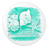 Küstengewässerfarbe aquamarine Muschelstäbchen Keramikknauf (Vorderseite)