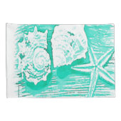 Küstengewässerfarbe aquamarine Muschelstäbchen Kissenbezug (Rückseite-Rechts)