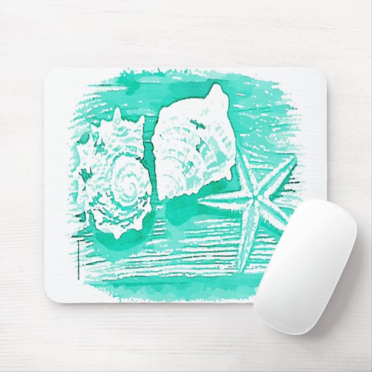 Küstengewässerfarbe aquamarine Muschelstäbchen Mousepad (Mit Mouse)