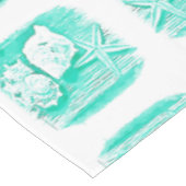 Küstengewässerfarbe aquamarine Muschelstäbchen Tischdecke (Schrägansicht)
